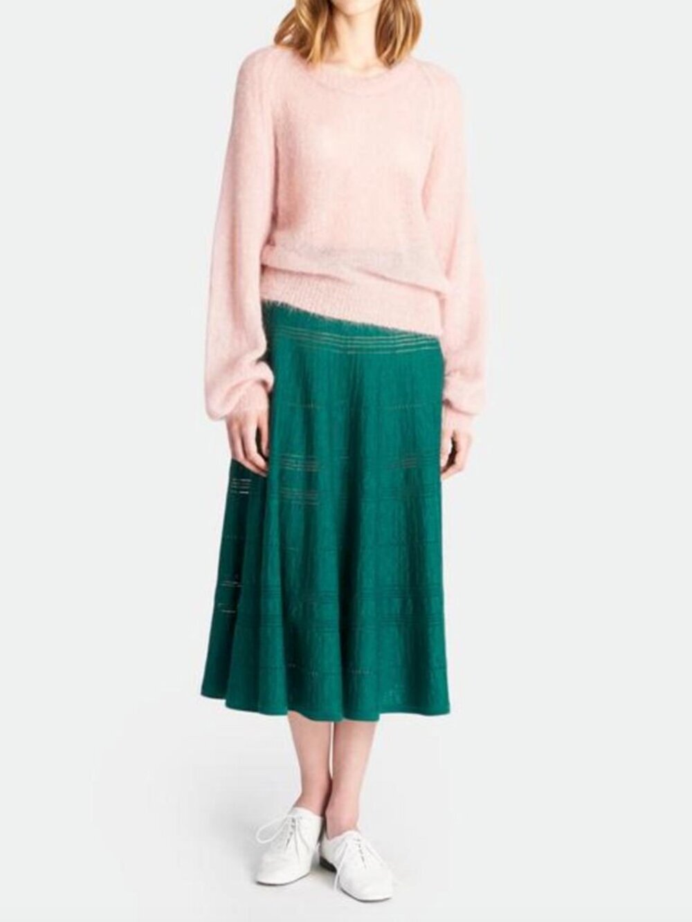 Demylee Wool Pointelle Midi Skirt
